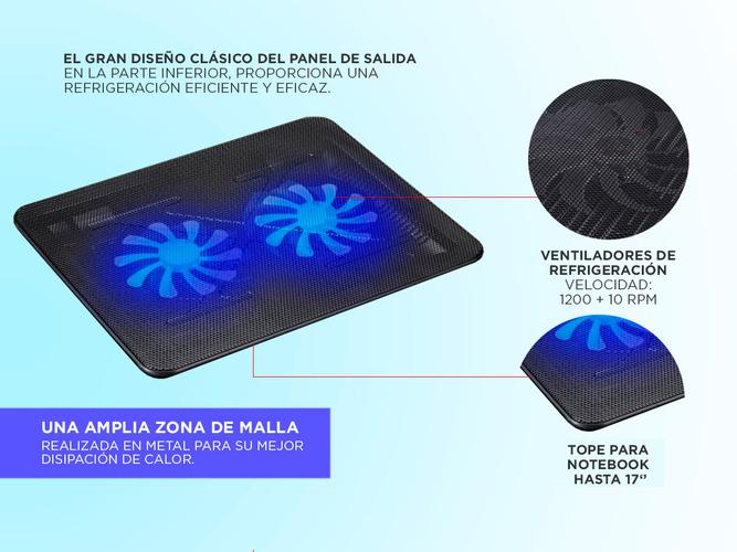 Cooler Notebook Gadnic Base Refrigerante Radiador Doble Ventilación - 4