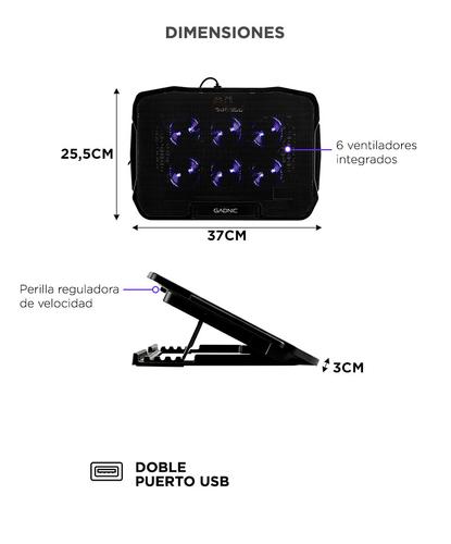Cooler Refrigeración de Notebook Gadnic Radiador Séxtuple Ventilación - 5