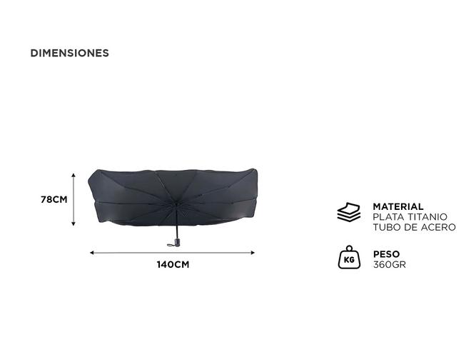 Parasol Tipo Paraguas Gadnic Protección Rayos UV Auto Camioneta SUV 78X140cm - 3