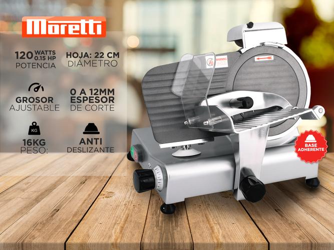 Cortadora de Fiambre Moretti Black 220 Cuchilla Italiana Acero Inoxidable 220mm - 1