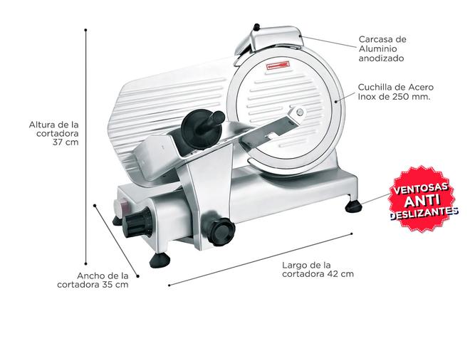 Cortadora de Fiambre Moretti Duecento 50 Cuchilla teflonada de 250mm  - 3