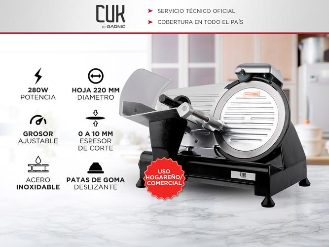 Cortadora de Fiambre Cuk Ottanta Cuchilla Acero Inoxidable 220mm - 1