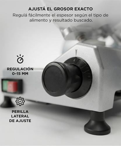 Cortadora De Fiambre Eléctrica Gadnic 400W Disco 190mm Espesor Regulable 0 A 15mm Acero Inoxidable Base Antideslizante 220V 50Hz - 2