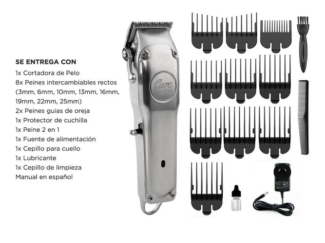 Máquina de Cortar Pelo Gadnic S3000 Acero Inoxidable Uso Profesional 39w Recargable  8 Peines - 6