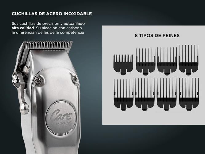 Máquina de Cortar Pelo Gadnic 1919B Acero Inoxidable Uso Profesional 5w Recargable  8 Peines Outlet - 3