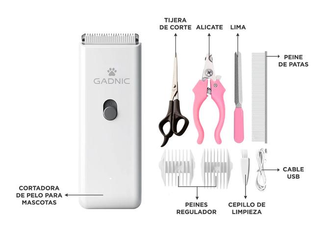 Maquina Para Rasurar Perros Gatos Gadnic + Accesorios de Aseo - 4