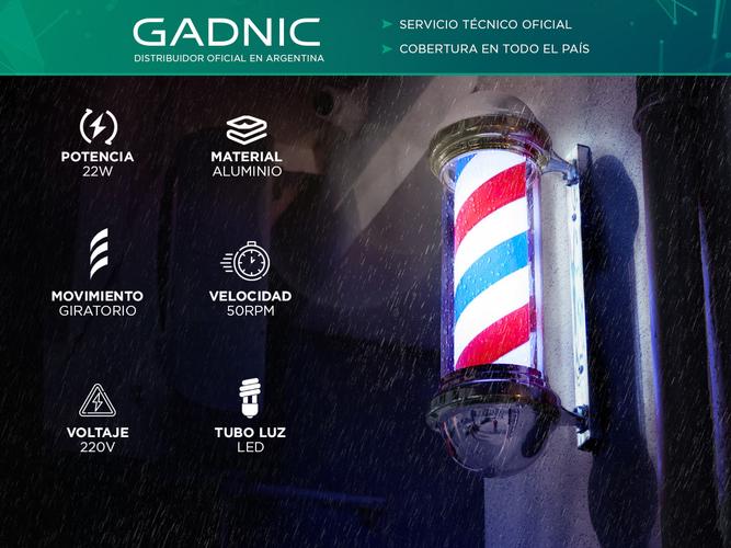 Farol Barbería Gadnic Poste Barber Cilindro Giratorio Con Luz - 1
