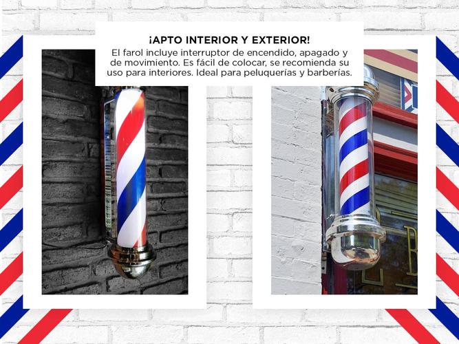 Farol Barbería Gadnic Poste Barber Cilindro Giratorio Con Luz - 2