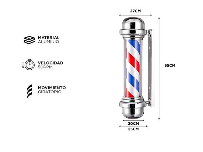 Farol Barbería Gadnic Poste Barber Cilindro Giratorio Con Luz - 4