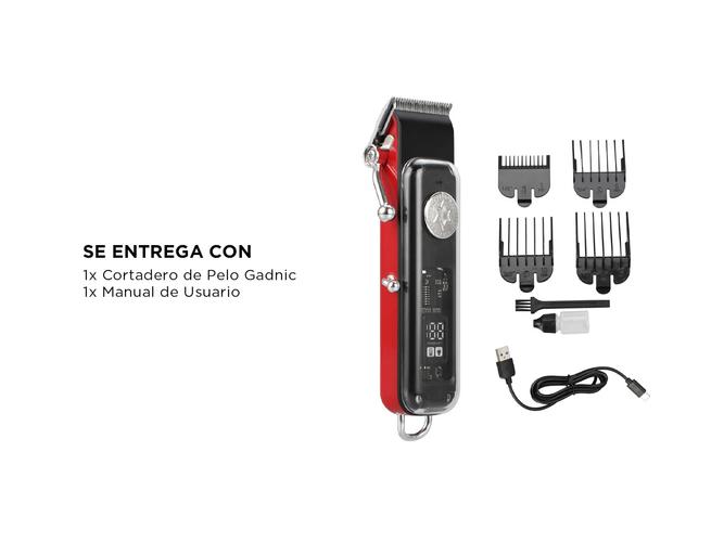 Cortadora de Pelo Gadnic Para Pelo Recargable Rojo - 6