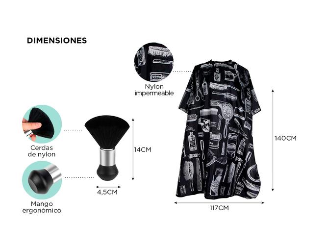 Set Peluquería Barbería Gadnic Tijera de Pulir Navaja  Capa de peluquería  Brocha - 5