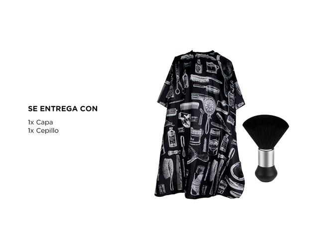 Set Barberia Capa con Diseño Gadnic + Cepillo Sacapelo - 4