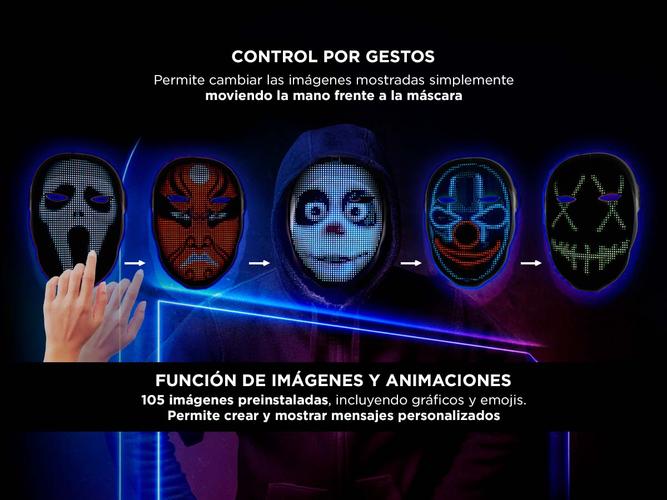 Máscara Led Bt Gadnic Editable Para Adultos Niños  - 2