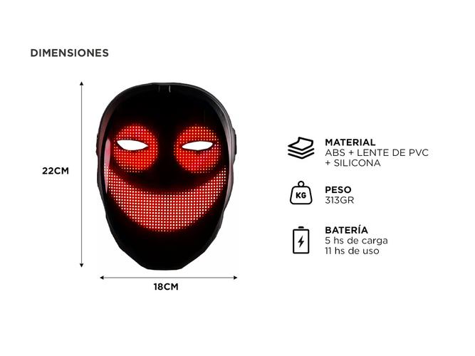 Máscara Led Bt Gadnic Editable Para Adultos Niños  - 4