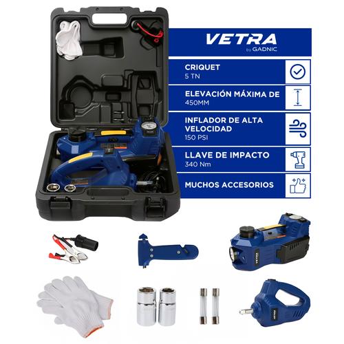 Crique Eléctrico 12v Auto VETRA By Gadnic 5 Toneladas Automático Multifunción Inflador - 0