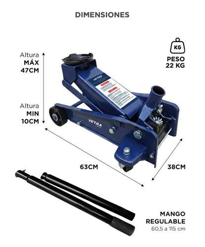 Crique Hidráulico Vetra By Gadnic 3 Toneladas Reforzado Para Pick Up Gato - 5