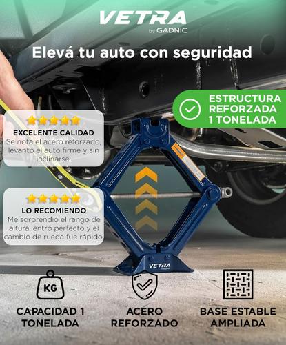 Crique Tijera Reforzado 1 Tonelada Vetra By Gadnic Altura 85 a 315 mm Con Llave Cruz 17 19 21 23 mm - 1