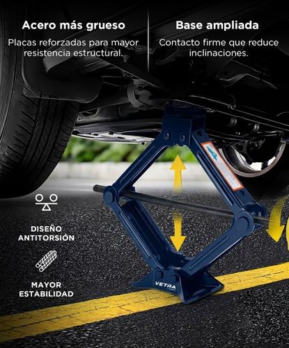 Crique Tijera Reforzado 1 Tonelada Vetra By Gadnic Altura 85 a 315 mm Con Llave Cruz 17 19 21 23 mm - 3