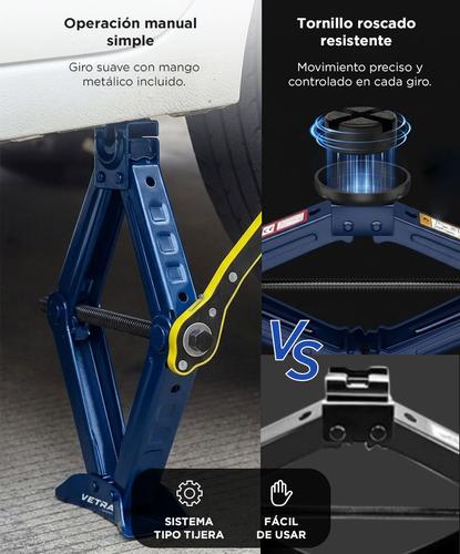 Crique Tijera Reforzado 1 Tonelada Vetra By Gadnic Altura 85 a 315 mm Con Llave Cruz 17 19 21 23 mm - 4