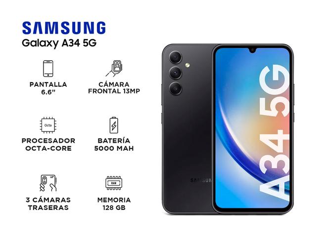 Celular Samsung Galaxy A34 5G 6Gb de Ram + 128 Gb memoria - 1