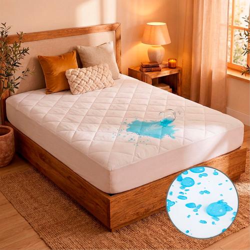 Cubre Colchon Rieti By Gadnic 160x200x30cm Microfibra Impermeable TPU Queen Blanco - 0