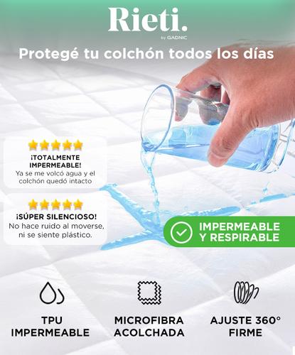 Cubre Colchon Rieti By Gadnic 160x200x30cm Microfibra Impermeable TPU Queen Blanco - 1