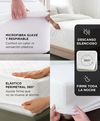 Cubre Colchon Rieti By Gadnic 160x200x30cm Microfibra Impermeable TPU Queen Blanco - 3
