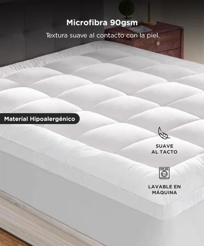 Cubre Colchon Acolchado Queen 160x200x30cm Rieti By Gadnic Espesor 5cm 600gsm Blanco Pillow Top - 4