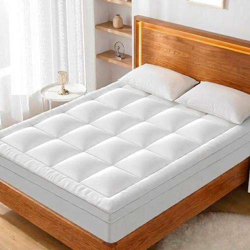 Cubre Colchon Acolchado King 200x200x31cm Rieti By Gadnic Espesor 5cm 600gsm Blanco Pillow Top - 0