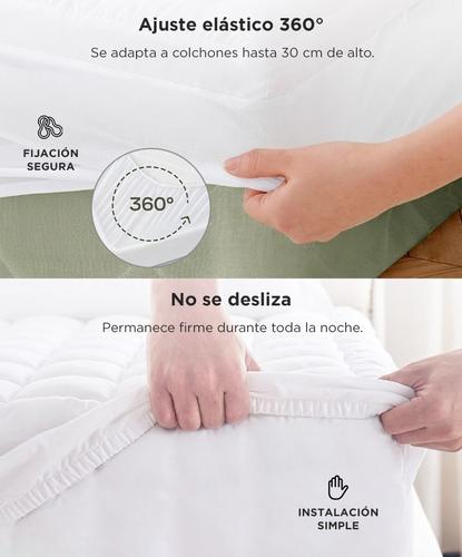 Cubre Colchon Acolchado King 200x200x31cm Rieti By Gadnic Espesor 5cm 600gsm Blanco Pillow Top - 3
