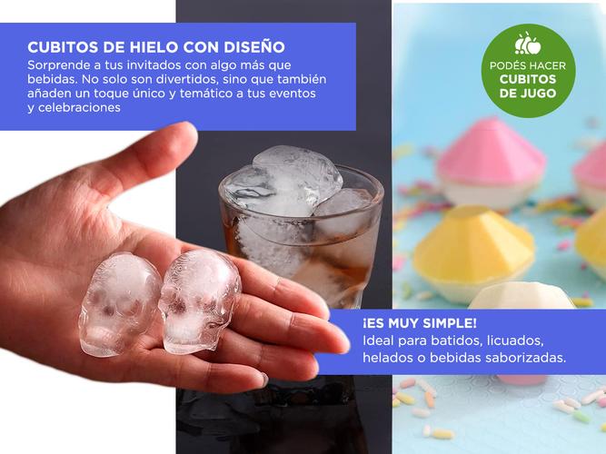 Set x2 Cubeteras de Silicona Para Hielo Gadnic ICE04 4 Hielos Calavera Y Diamante - 2