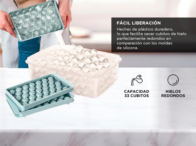 Cubetera De Hielo Con Bandeja Cubo Y Esferas Gadnic Molde Con Tapa - 2