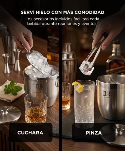 Hielera Acero Inoxidable Cuk By Gadnic Doble Capa 3L Con Pinza Y Cuchara Cubetera Hielos - 3