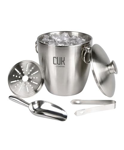 Hielera Acero Inoxidable Cuk By Gadnic Doble Capa 3L Con Pinza Y Cuchara Cubetera Hielos - 6
