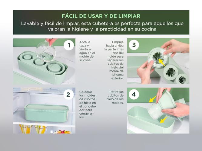 Cubetera de Silicona Gadnic con Bandeja Hielo Cilíndrico - 3