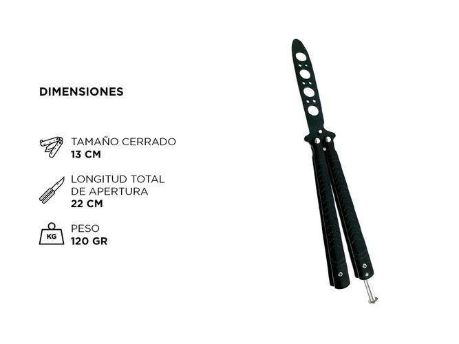 Navaja Cuchillo Mariposa Gadnic CH1R De Entrenamiento Sin Filo - 3