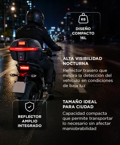Baul Para Moto Cucyma 16 Litros Con Llave Reflector Trasero Plastico ABS Universal  - 3