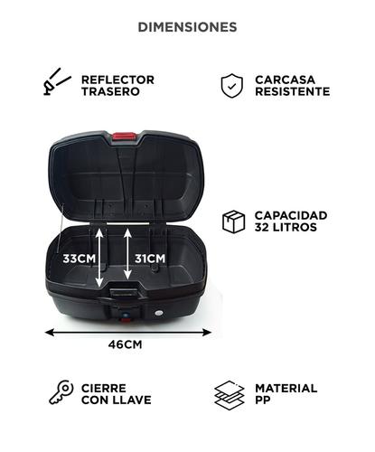 Baul Para Moto Cucyma 32 litros Llave Reflector - 5