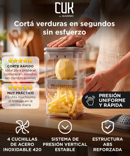 Cortador de Verduras a Presión Cuk by Gadnic Picador multifuncional Acero Inox - 1