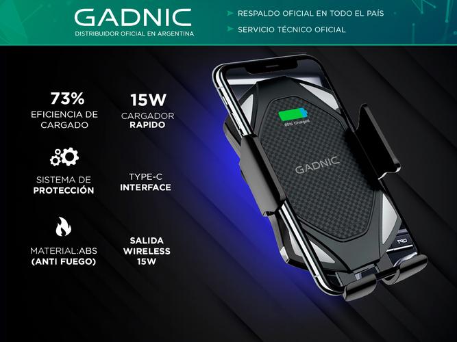Cargador Soporte Inalambrico Gadnic Auto Celular 15W - 1