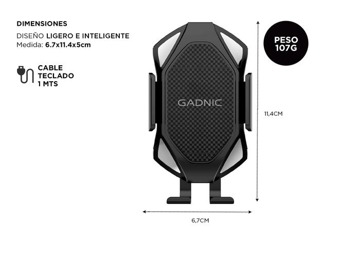 Cargador Soporte Inalambrico Gadnic Auto Celular 15W - 4