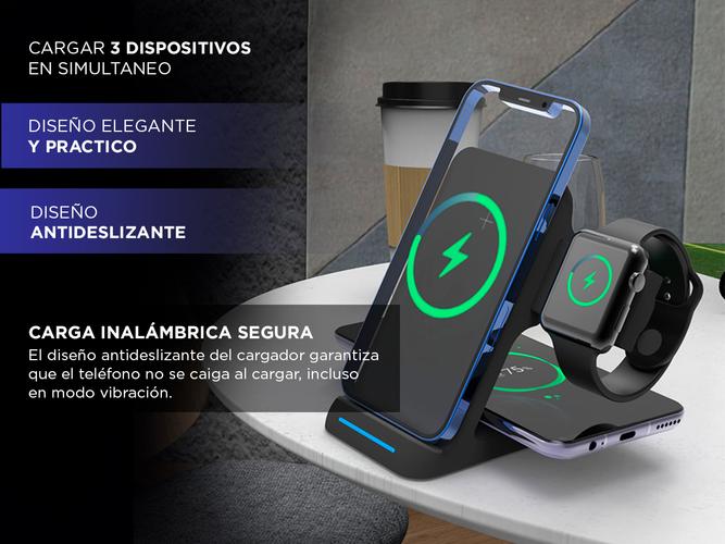 Cargador Inalambrico Gadnic CWIR0006 3 en 1 15w Celular Smartwatch Auriculares Outlet - 2
