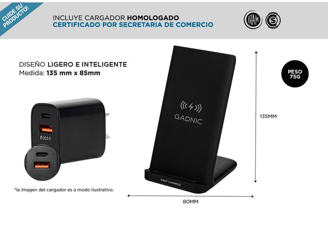 Cargador para Celular Inalambrico Gadnic CWIR0008 15W Soporte - 5