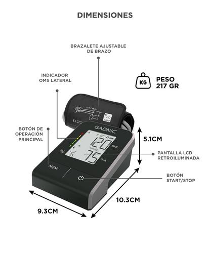 Tensiómetro Digital de Brazo Gadnic Automático con Pantalla LCD Presión Arterial - 5