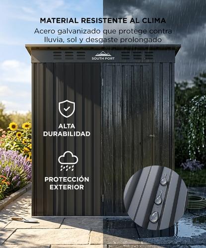 Cobertizo Exterior South Port By Gadnic Acero Galvanizado Caseta Depósito Jardín Obrador 187x151x91cm - 2