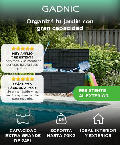Deposito Jardin Gadnic 245L Plastico PP 1100x490x540mm Espesor 25mm Carga Maxima 100kg - 1