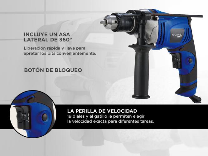 Taladro Percutor Gadnic TL80 Regulable Con Guia y Mechas - 2
