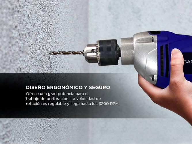 Taladro Percutor Gadnic TL80 Regulable Con Guia y Mechas - 3