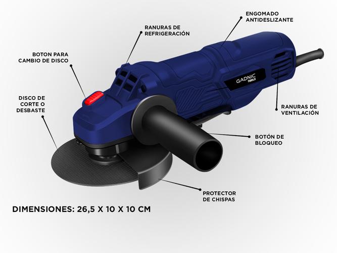 Amoladora Angular Gadnic AM1005 710w + Discos - 4