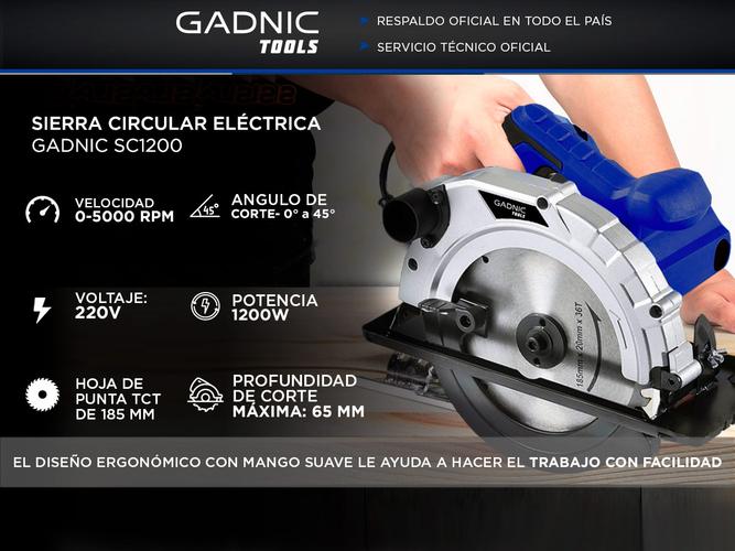 Sierra Circular Eléctrica Gadnic SC1650 Multipropósito 1200W 185mm - 1